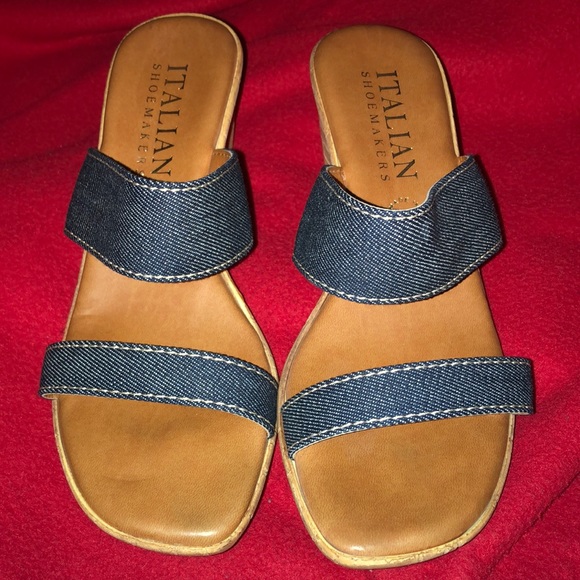 Italian Shoes - ITALIAN SHOEMAKERS WOMEN DENIM SLIPON WEDGE SHOES